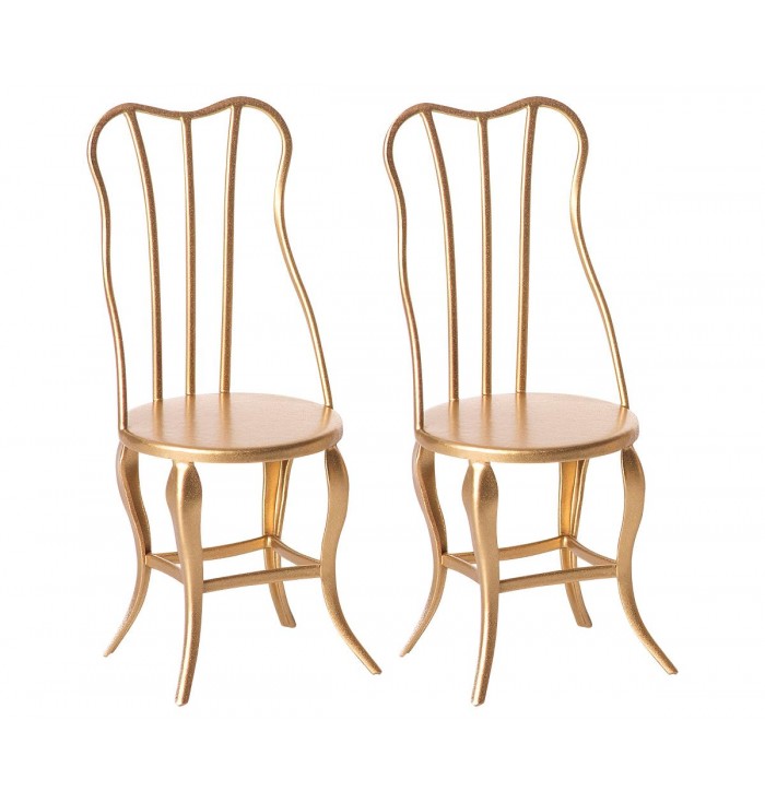 Set 2 Mini Vintage Chairs - Gold