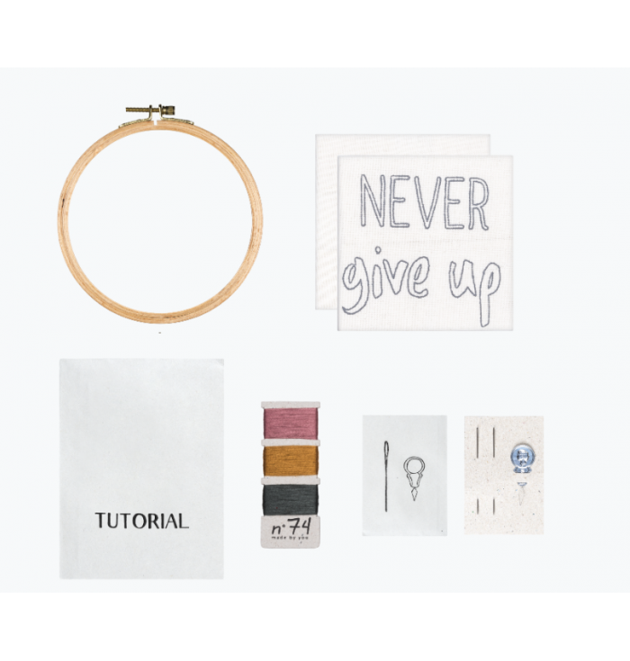 N° 74 Hoop Kit Quote - Never Give Up