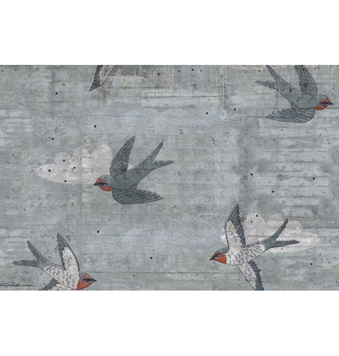 Wallpaper - Concrete Art Swallow - Rebel Walls