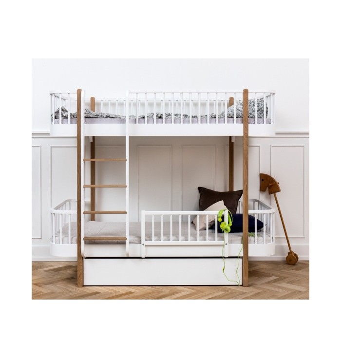 Oliver Furniture Letto Singolo in Legno linea Wood, Quercia, 90x200 cm -  Struttura modulare e trasformabile unisex (bambini)