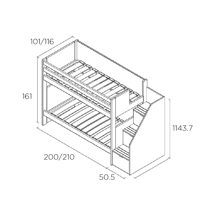 Letto a castello con scala laterale - Muba
