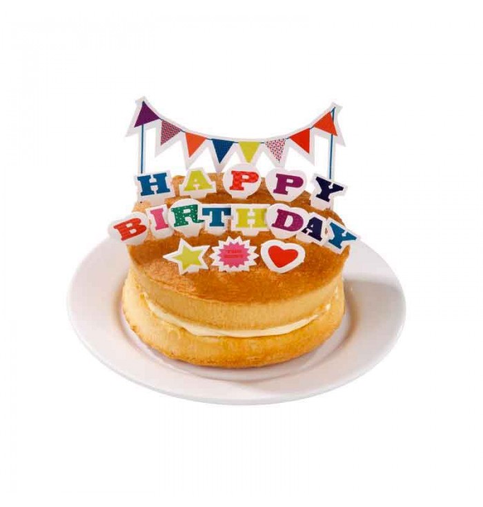 Cake decorations with written Happy Birthday