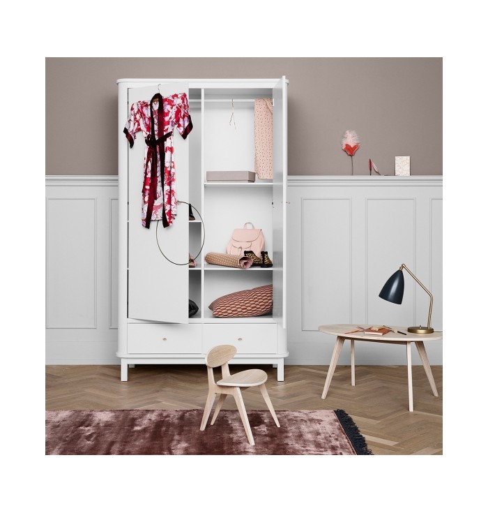 Wood Wardrobe with 2 Doors - Oliver Furniture
