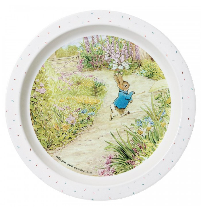 Flat plate in melamine with peter rabbit design