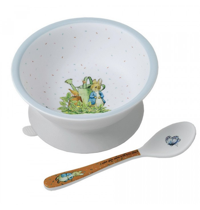 Bowl with suction pad and spoon - Peter rabbit - Petit Jour