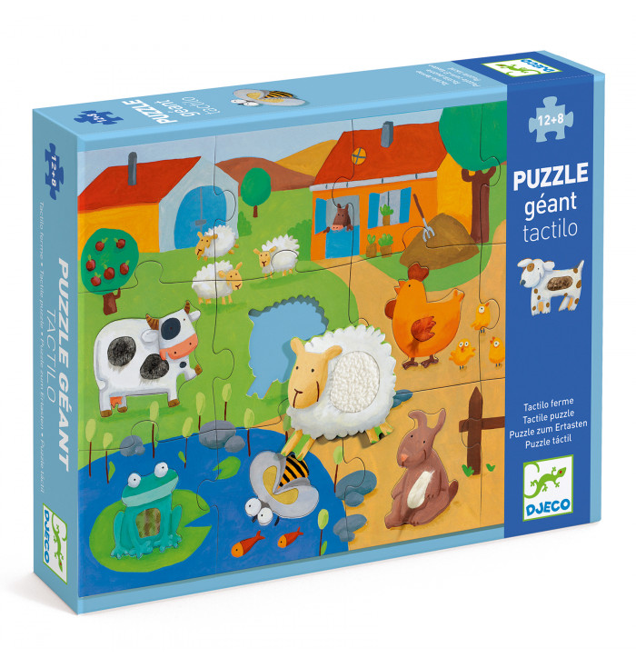 Giant Puzzle Tactil farm , 20 pieces - Djeco