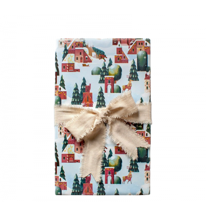 Wrapping paper 2 pieces - christmas village - Mondomombo