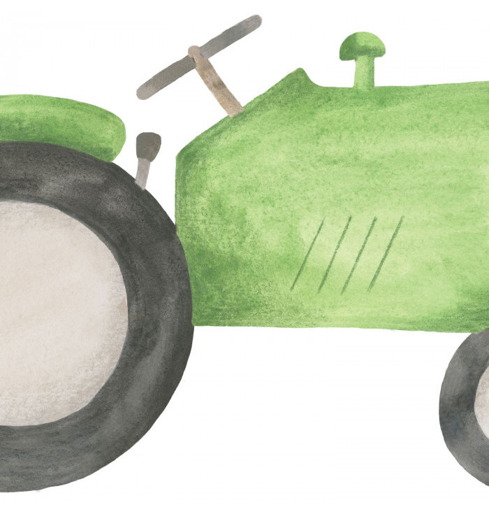 Pannello in carta da parati preincollato Once upon a time - Green Tractor - Casadeco