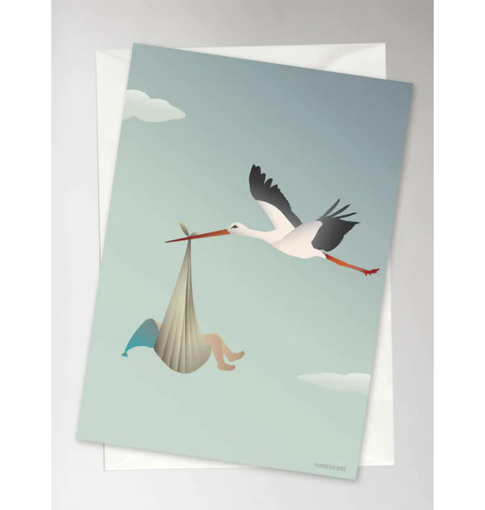 Greeting card - The stork  - Vissevasse