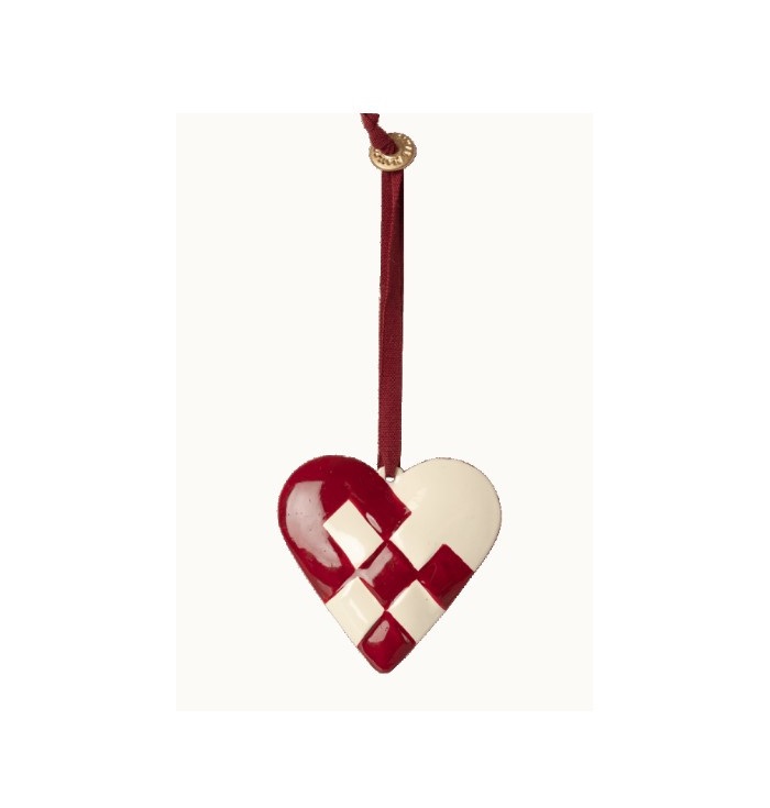 Metal ornament - Braided Heart red - Maileg