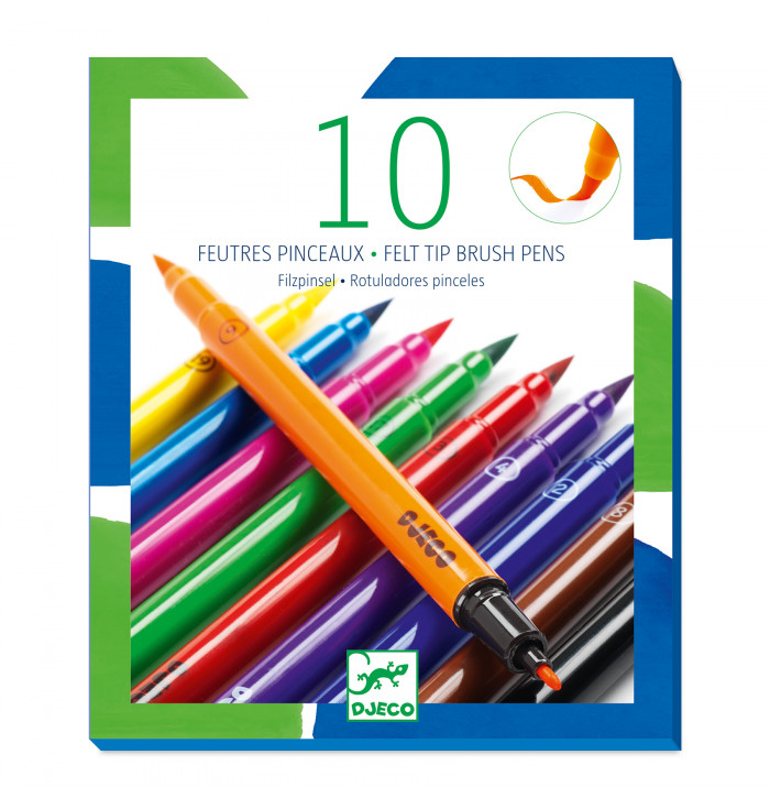 Brush tip felt pens Classic colors Djeco