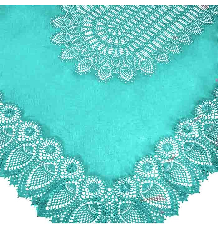Lace effect vinyl tablecloth - turquoise
