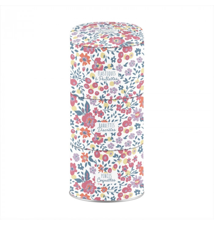 Tin box with little flowers for the bathroom - Derriere la porte