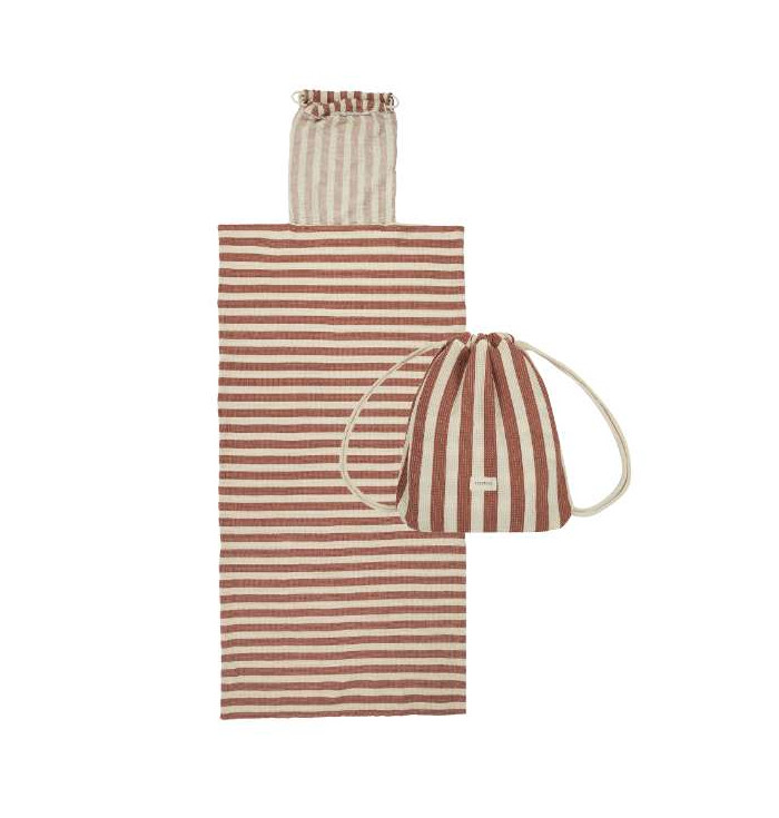 Beach towel bag set red stripes - Portofino - Nobodinoz