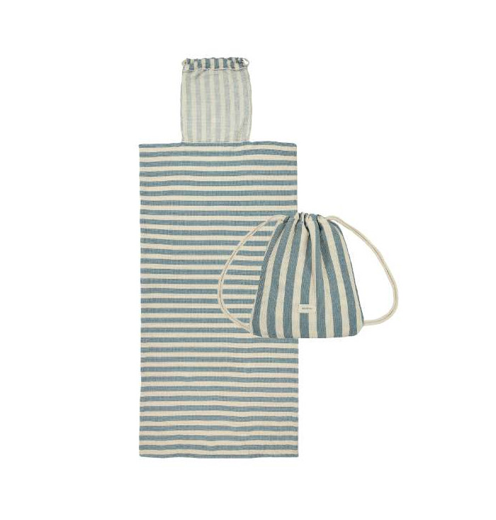 Beach towel bag set blue stripes - Portofino - Nobodinoz
