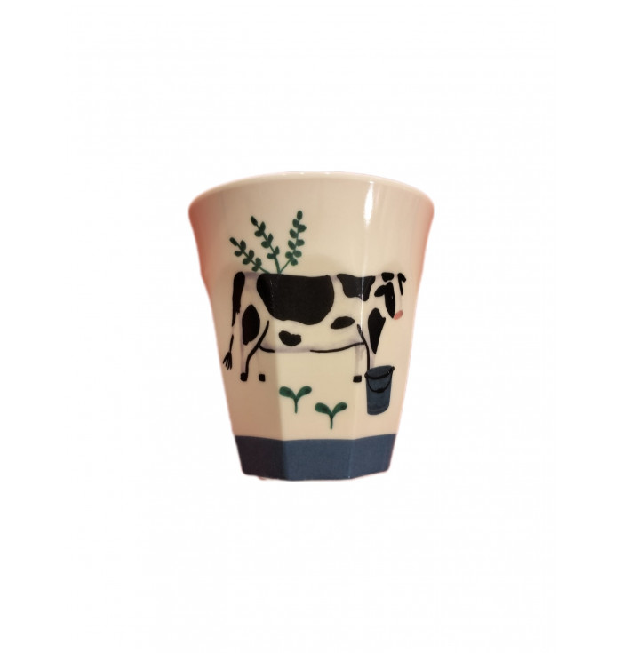 Small Melamine Kids Cup Farm - cow - Rice DK