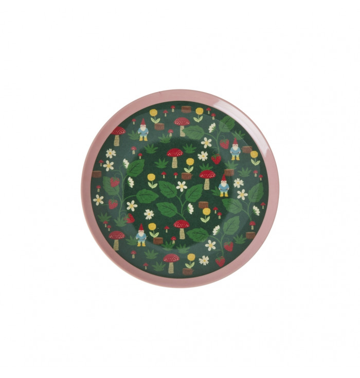 Piatto piano small in melamina Natale - gnomi - Rice DK