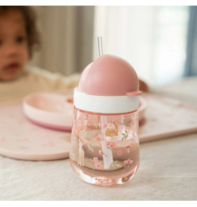 Borraccia con cannuccia 300 ml - Fairy garden - Little Dutch