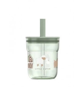 Children's glass 250 ml with straw - Little Farm - Little Dutch